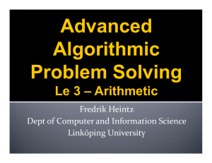 Advanced Algorithmic Problem Solving Le 3 – Arithmetic