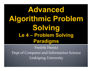 Advanced Algorithmic Problem Solving Le 4 – Problem Solving