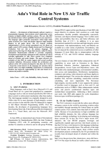 Ada's Vital Role in New US Air Traffic Control Systems Alok Srivastava