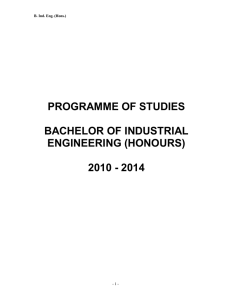 PROGRAMME OF STUDIES BACHELOR OF INDUSTRIAL ENGINEERING (HONOURS)