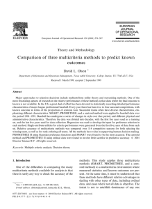 Comparison of three multicriteria methods to predict known outcomes Theory and Methodology