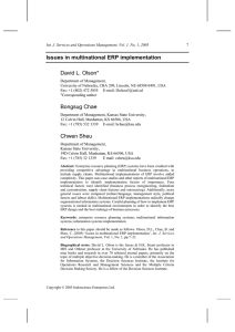 Issues in multinational ERP implementation David L. Olson*