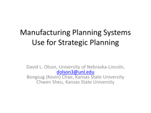 Manufacturing Planning Systems Use for Strategic Planning