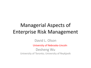 Managerial Aspects of Enterprise Risk Management David L. Olson Desheng Wu