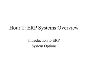 Hour 1: ERP Systems Overview Introduction to ERP System Options