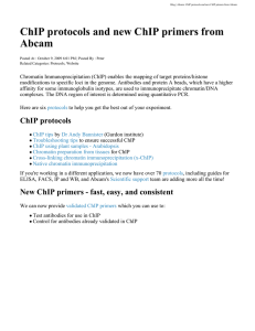ChIP protocols and new ChIP primers from Abcam