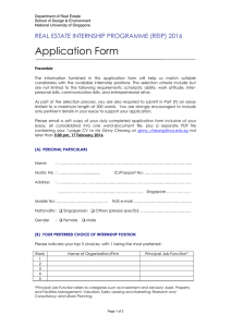 Application Form  REAL ESTATE INTERNSHIP PROGRAMME (REIP) 2016