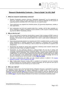Research Studentship Contracts – “How to Guide” for UCL Staff