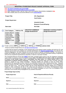INDUSTRIAL STUDENTSHIP PROJECT BUDGET APPROVAL FORM UCL CONFIDENTIAL