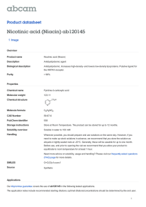 Nicotinic acid (Niacin) ab120145 Product datasheet 1 Image Overview