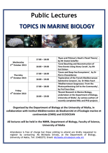 Public Lectures TOPICS IN MARINE BIOLOGY   
