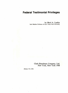 Federal  Testimonial  Privileges by A.  Larkin