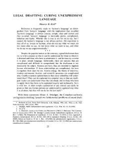 LEGAL DRAFTING: CURING UNEXPRESSIVE LANGUAGE Maurice B. Kirk*