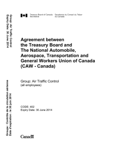 Agreement between the Treasury Board and The National Automobile, Aerospace, Transportation and