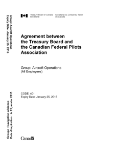 Agreement between the Treasury Board and the Canadian Federal Pilots Association