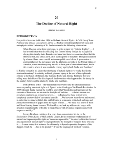20 The Decline of Natural Right INTRODUCTION