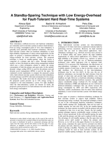 A Standby-Sparing Technique with Low Energy-Overhead for Fault-Tolerant Hard Real-Time Systems