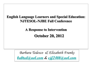 English Language Learners and Special Education: NJTESOL-NJBE Fall Conference