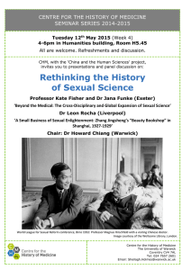 CENTRE FOR THE HISTORY OF MEDICINE SEMINAR SERIES 2014-2015 Tuesday 12 May 2015