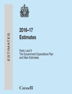 2016–17 Estimates Parts I and II The Government Expenditure Plan