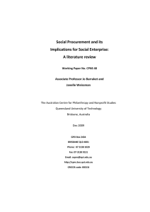 Social Procurement and its Implications for Social Enterprise: A literature review