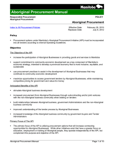 Aboriginal Procurement Manual  Aboriginal Procurement