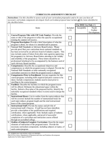 CURRICULUM ASSESSMENT CHECKLIST For DOE Use Only (√  Instructions: