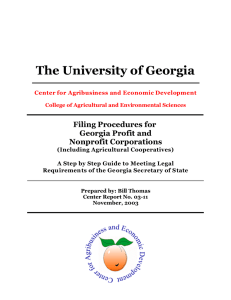 The University of Georgia Filing Procedures for Georgia Profit and Nonprofit Corporations