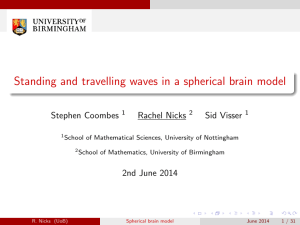 Standing and travelling waves in a spherical brain model Stephen Coombes
