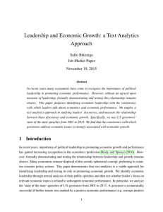 Leadership and Economic Growth: a Text Analytics Approach Salfo Bikienga Job Market Paper