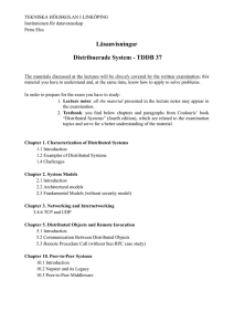 Läsanvisningar Distribuerade System - TDDB 37