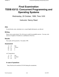 Final Examination TDDB 63/12: Concurrent Programming and Operating Systems