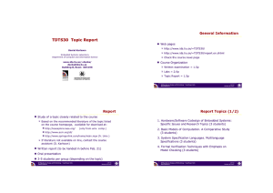 TDTS30  Topic Report General Information Web pages