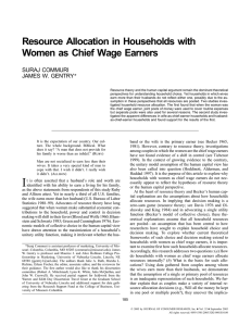 Resource Allocation in Households with Women as Chief Wage Earners SURAJ COMMURI