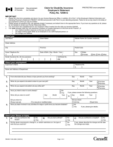 Claim for Disability Insurance Employee's Statement Policy No. 12500-G IMPORTANT