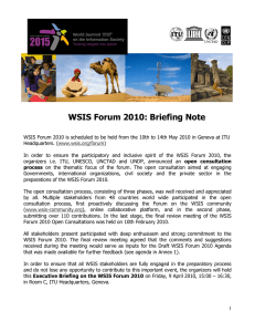 WSIS Forum 2010: Briefing Note