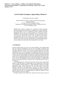 Ihlström, C., and Lundberg, J. (2002): Local Swedish Newspapers