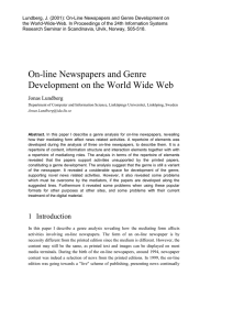 Lundberg, J. (2001): On-Line Newspapers and Genre Development on