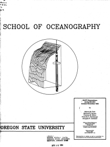 SCHOOL OF OCEANOGRAPHY s As et