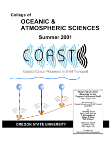 OCEANIC &amp; ATMOSPHERIC SCIENCES Summer 2001 College of