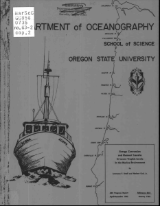 RTMENT of OCEANOGRAPHY OREGON STATE UNIVERSITY 'no U3 2 :0135