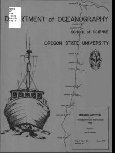 RTMENT of OCEANOGRAPHY OREGON STATE UNIVERSITY SCHOOL of SCIENCE V