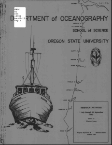 TMENT of OCEANOGRAPHY D OREGON STATE UNIVERSITY #W