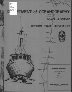 RTMENT of OCEANOGRAPHY OREGON STATE UNIVERSITY SCHOOL of SCIENCE -