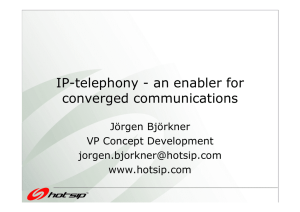 IP-telephony - an enabler for converged communications Jörgen Björkner VP Concept Development