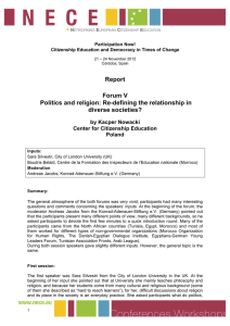 Report  Forum V Politics and religion: Re-defining the relationship in
