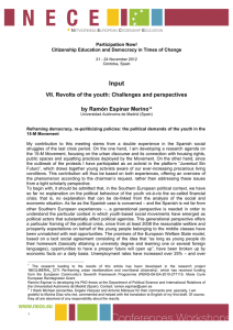 Input VII. Revolts of the youth: Challenges and perspectives