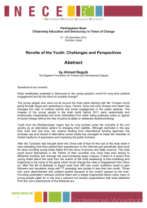 Abstract Revolts of the Youth: Challenges and Perspectives by Ahmed Naguib