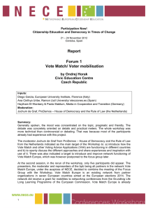 Report  Forum 1 Vote Match/ Voter mobilisation