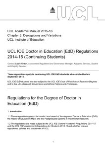 UCL IOE Doctor in Education (EdD) Regulations 2014-15 (Continuing Students)